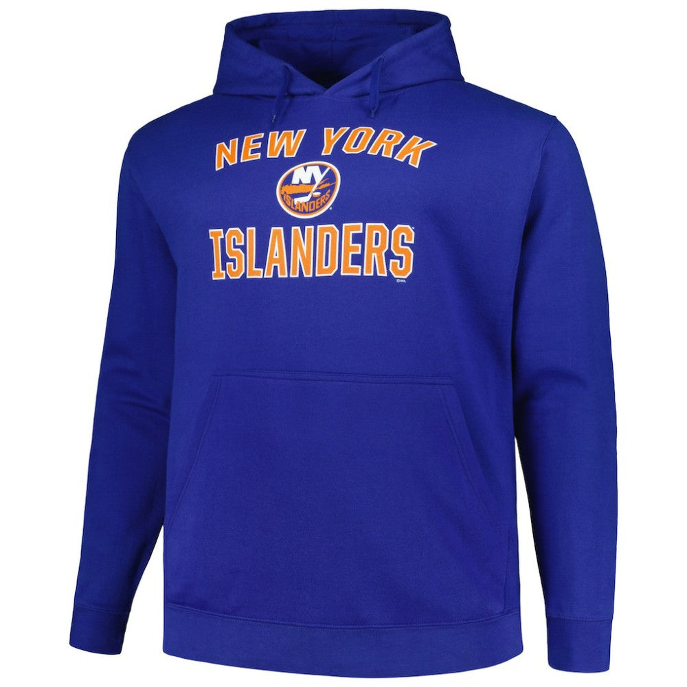 New York Islanders Profile Big & Tall Arch Over Logo Pullover Hoodie - Royal Hoodies