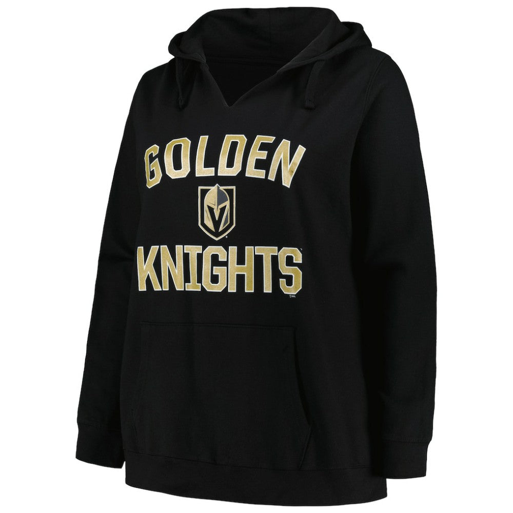 Vegas Golden Knights Profile Women's Plus Size Arch Over Logo Pullover Hoodie - Black Hoodies