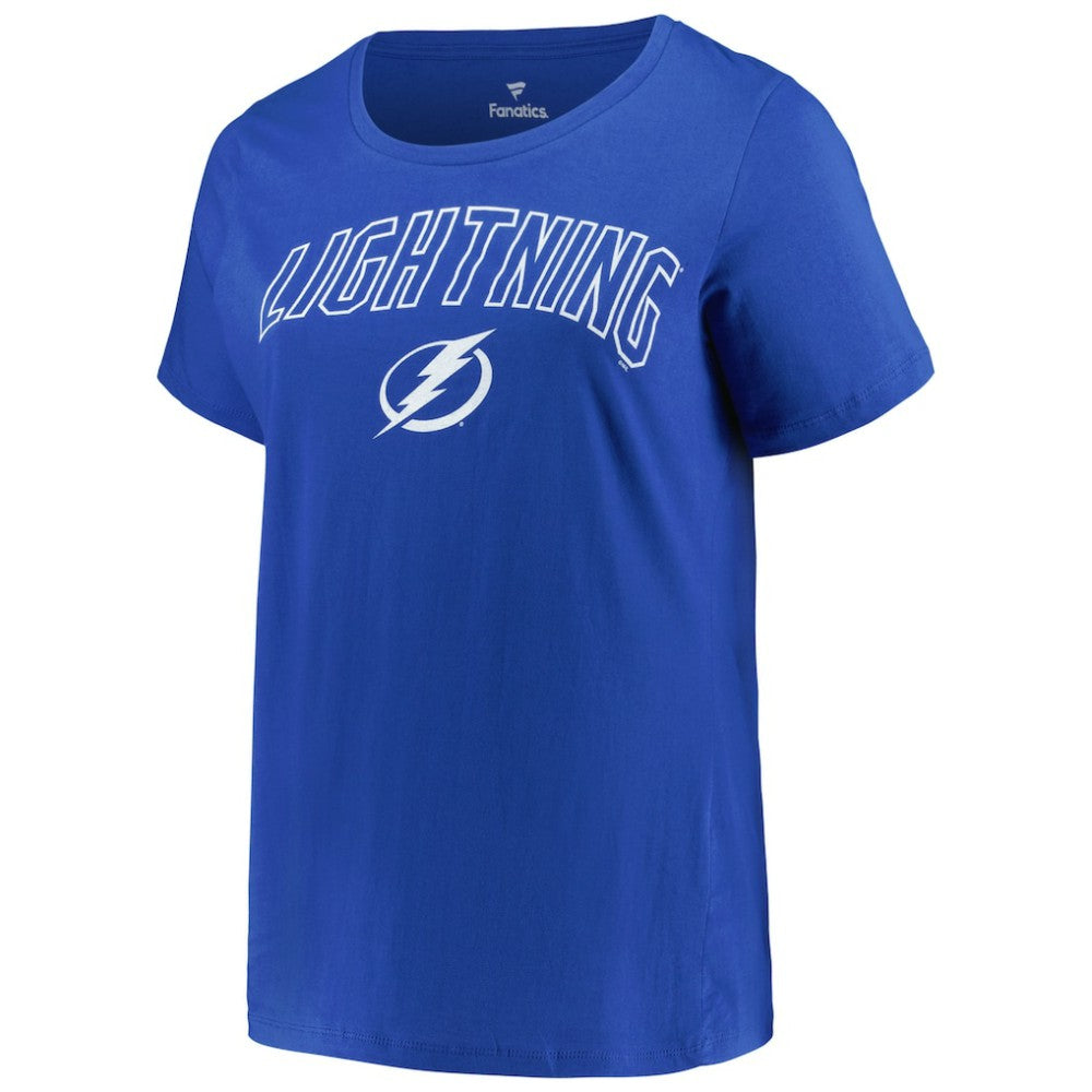 Tampa Bay Lightning Profile Women's Plus Size Arch Over Logo T-Shirt - Blue T-shirts