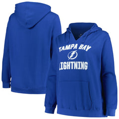 Tampa Bay Lightning Profile Women's Plus Size Arch Over Logo Pullover Hoodie - Blue Hoodies