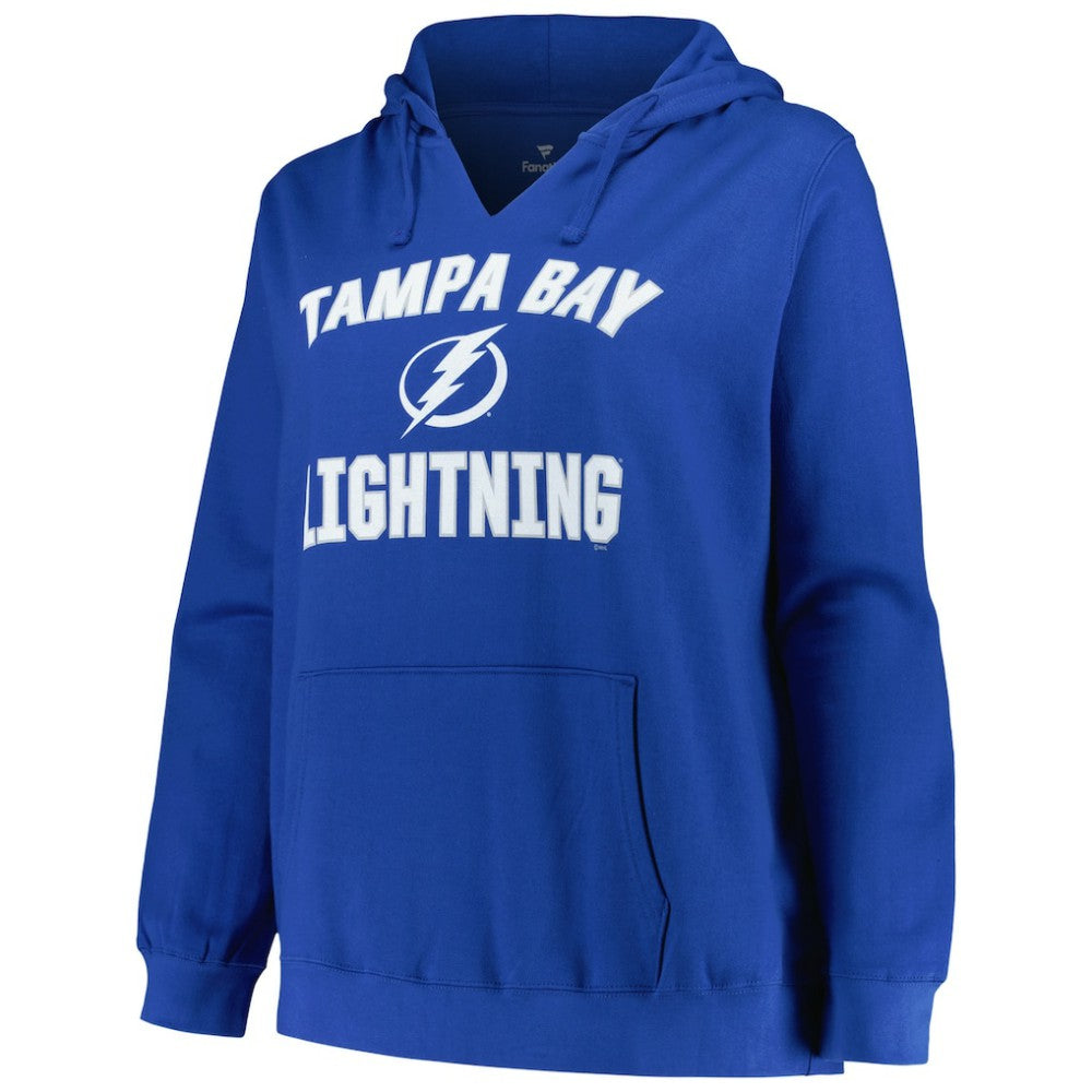 Tampa Bay Lightning Profile Women's Plus Size Arch Over Logo Pullover Hoodie - Blue Hoodies