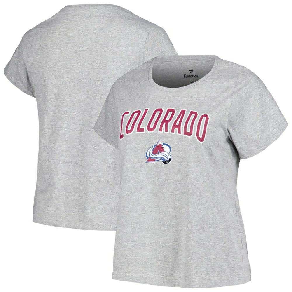 Colorado Avalanche Profile Women's Plus Size Arch Over Logo T-Shirt - Heather Gray T-shirts