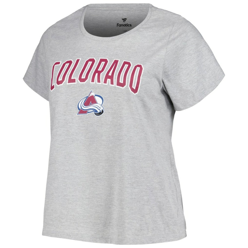 Colorado Avalanche Profile Women's Plus Size Arch Over Logo T-Shirt - Heather Gray T-shirts