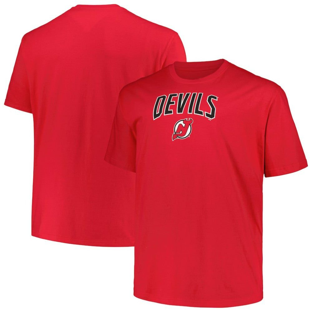 New Jersey Devils Profile Big & Tall Arch Over Logo T-Shirt - Red T-shirts