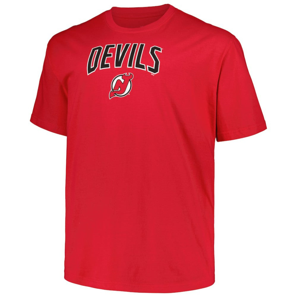 New Jersey Devils Profile Big & Tall Arch Over Logo T-Shirt - Red T-shirts