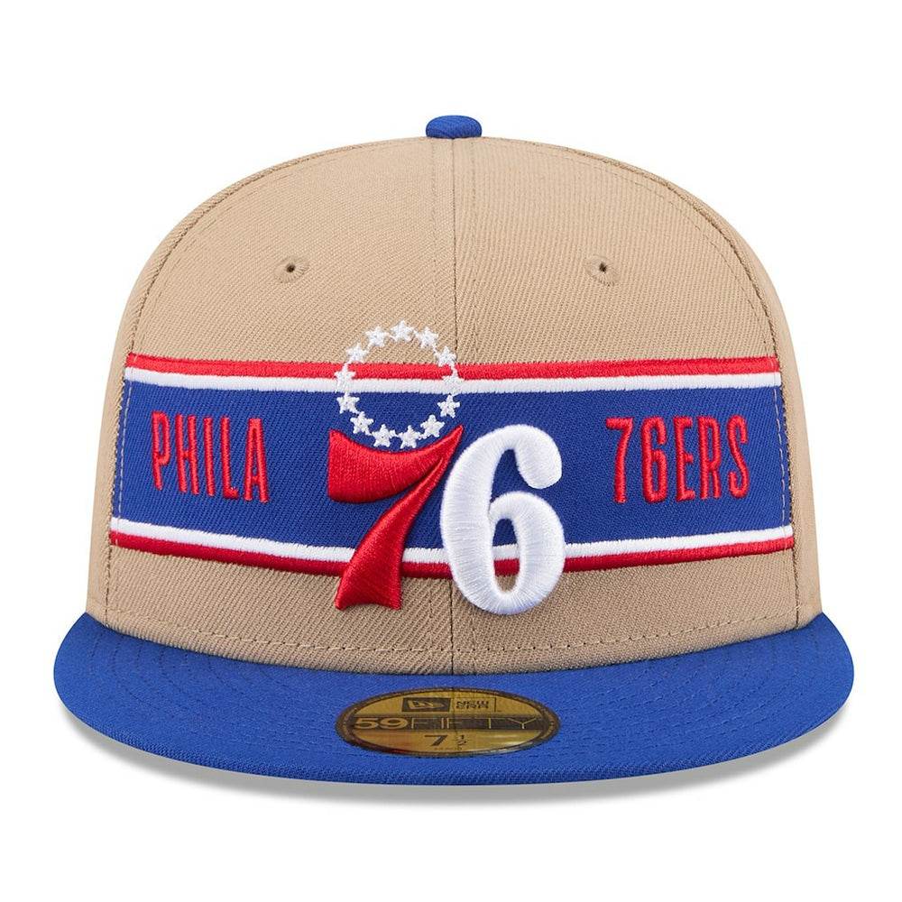 Philadelphia 76ers 2024 NBA Draft 59FIFTY Fitted Hat - Tan/Royal shop