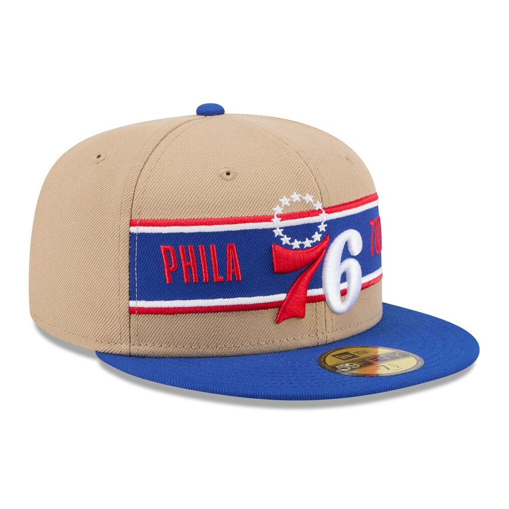 Philadelphia 76ers 2024 NBA Draft 59FIFTY Fitted Hat - Tan/Royal shop