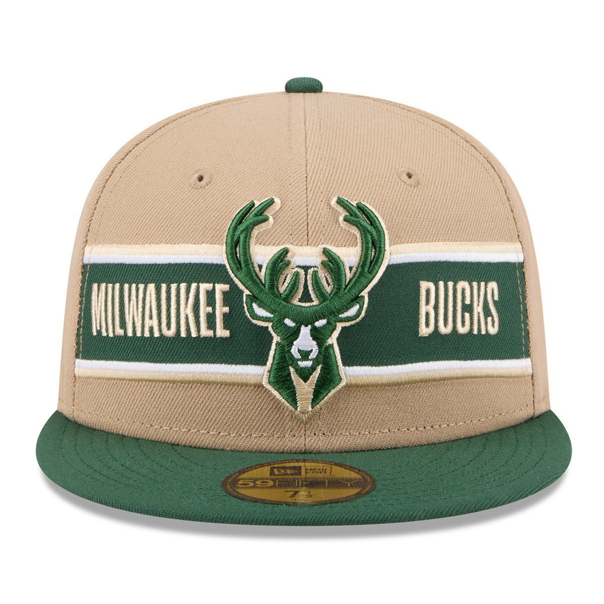 Milwaukee Bucks 2024 NBA Draft 59FIFTY Fitted Hat - Tan/Hunter Green on sale