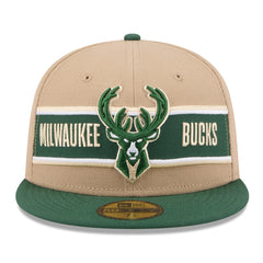 Milwaukee Bucks 2024 NBA Draft 59FIFTY Fitted Hat - Tan/Hunter Green on sale