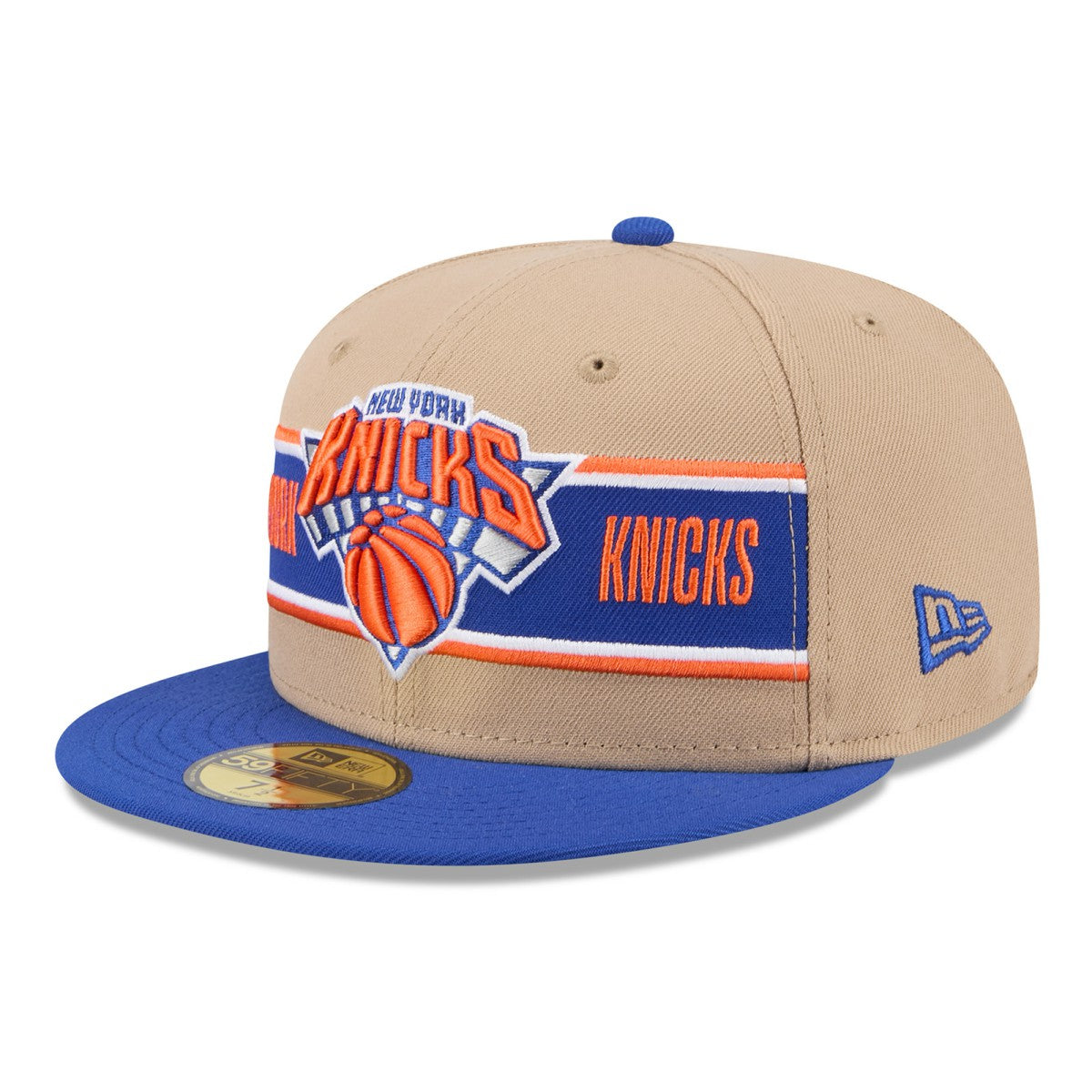 New York Knicks 2024 NBA Draft 59FIFTY Fitted Hat - Tan/Blue discount