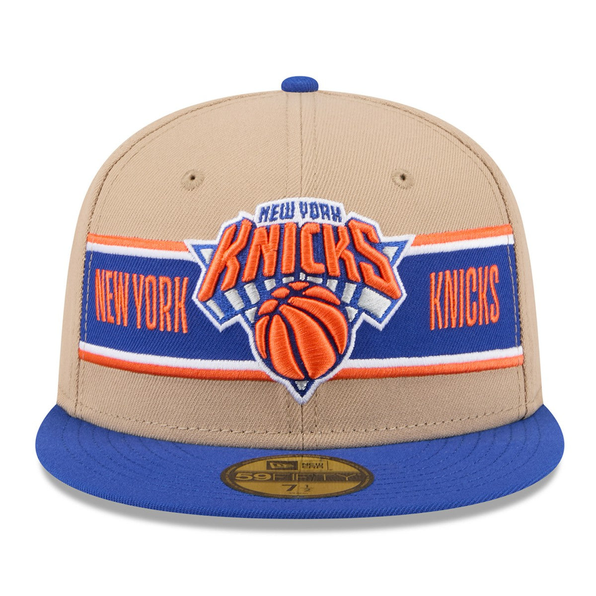 New York Knicks 2024 NBA Draft 59FIFTY Fitted Hat - Tan/Blue discount