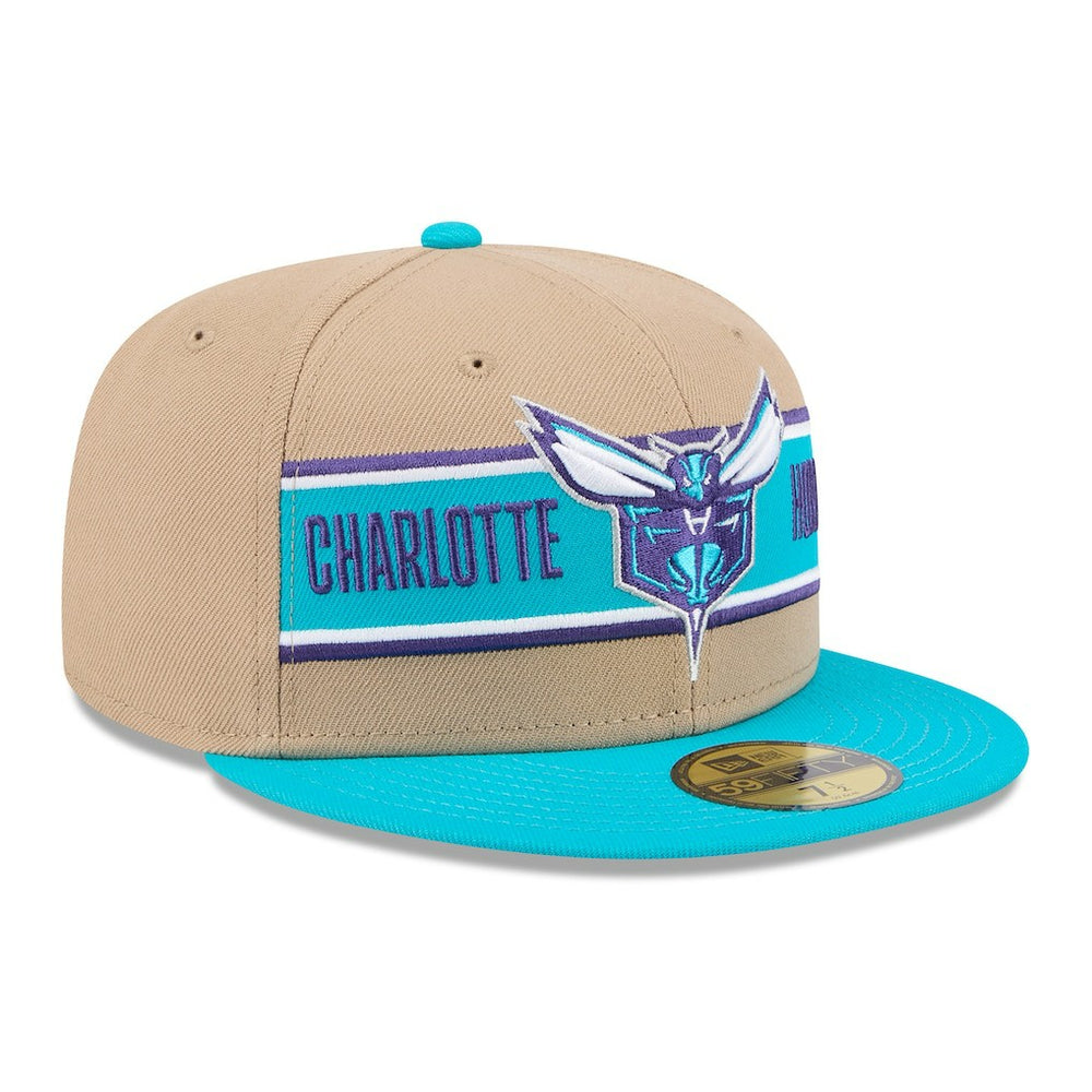 Charlotte Hornets 2024 NBA Draft 59FIFTY Fitted Hat - Tan/Teal cheap