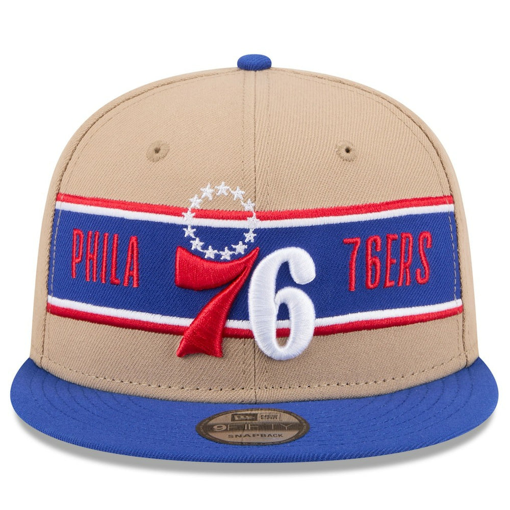 Philadelphia 76ers 2024 NBA Draft 9FIFTY Snapback Hat - Tan/Royal for sale