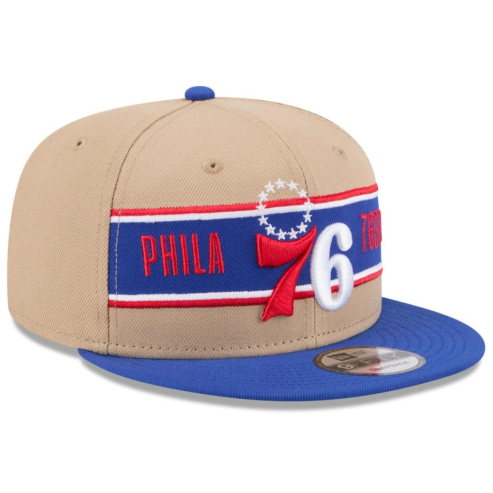 Philadelphia 76ers 2024 NBA Draft 9FIFTY Snapback Hat - Tan/Royal for sale