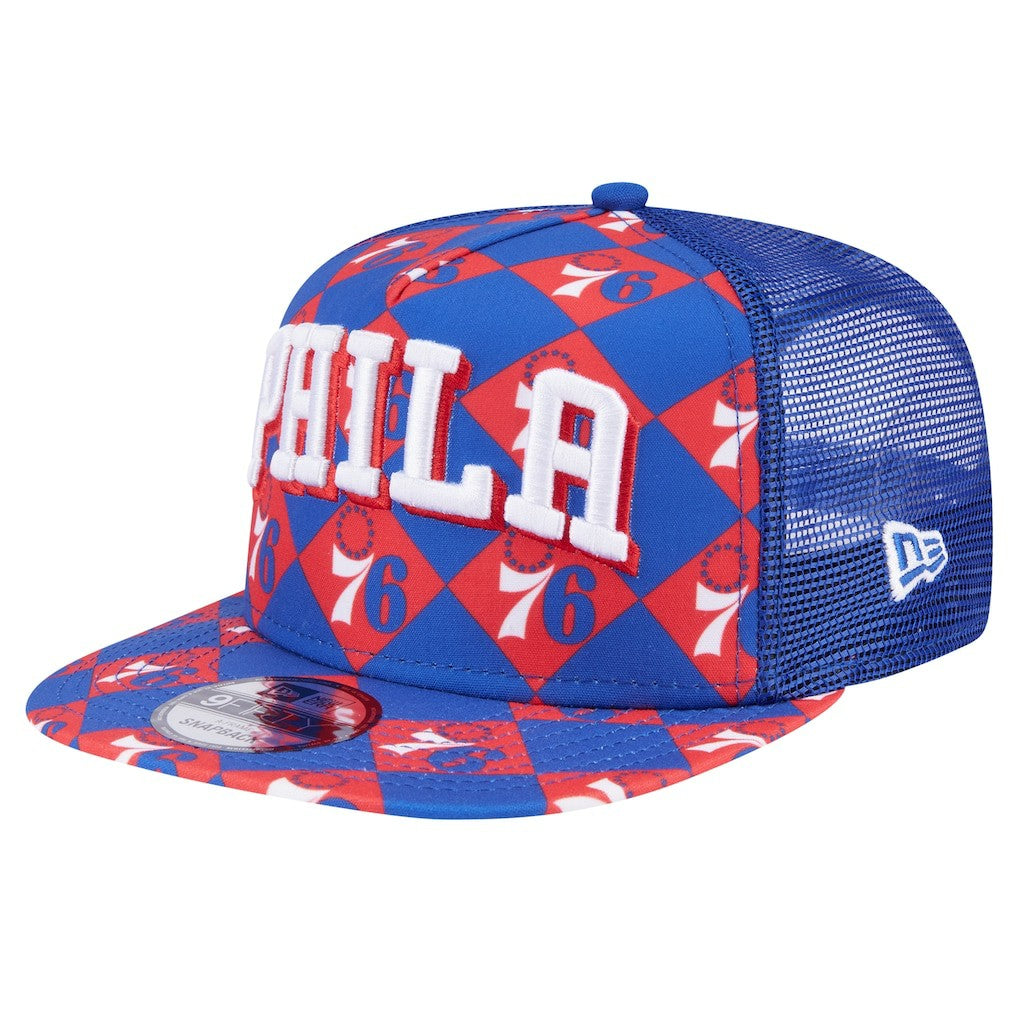 Philadelphia 76ers Seeing Diamonds A-Frame Trucker 9FIFTY Snapback Hat - Royal on sale