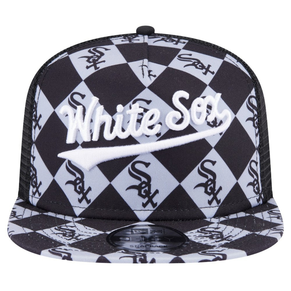 Chicago White Sox Seeing Diamonds A-Frame Trucker 9FIFTY Snapback Hat Black