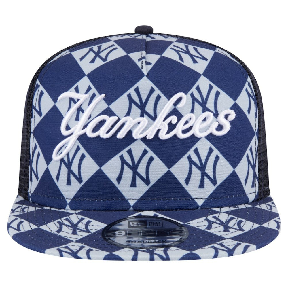 New York Yankees Seeing Diamonds A-Frame Trucker 9FIFTY Snapback Hat Navy