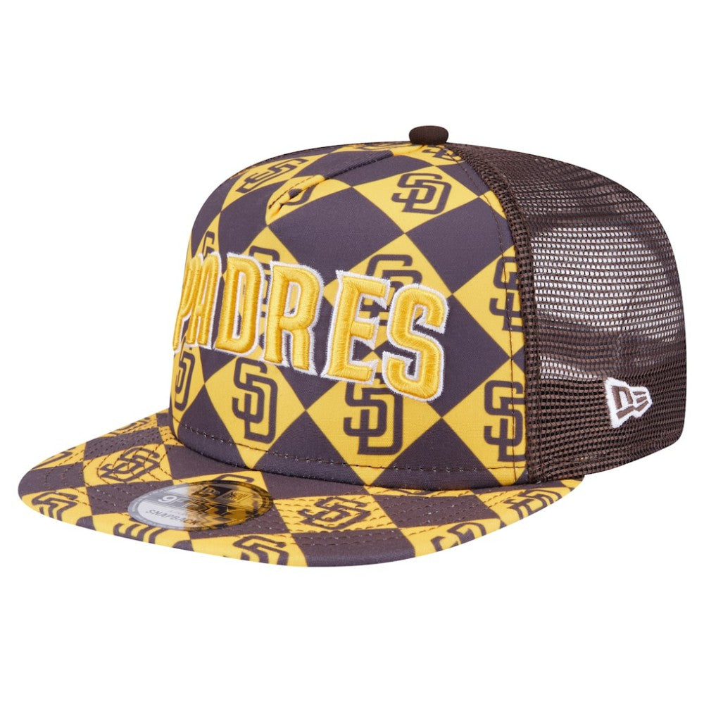 San Diego Padres Seeing Diamonds A-Frame Trucker 9FIFTY Snapback Hat Brown