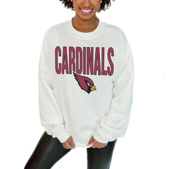 Arizona Cardinals Gameday Couture Women's Just Go With It Oversized Long Sleeve Crewneck Sweatshirt – White for sale