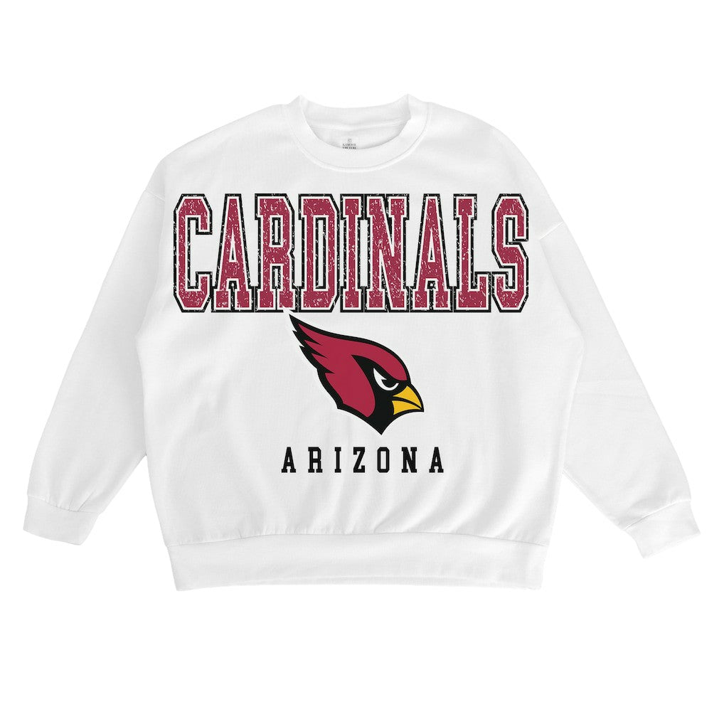Arizona Cardinals Gameday Couture Women's Sunday Drives Oversized Crewneck Pullover Sweatshirt – White for sale