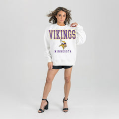 Minnesota Vikings Gameday Couture Women's Sunday Drives Oversized Crewneck Pullover Sweatshirt – White outlet