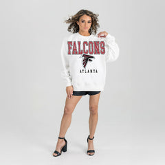 Atlanta Falcons Gameday Couture Women's Sunday Drives Oversized Crewneck Pullover Sweatshirt – White for sale