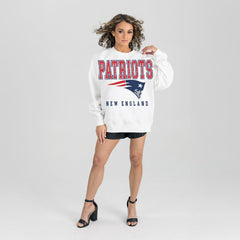 New England Patriots Gameday Couture Women's Sunday Drives Oversized Crewneck Pullover Sweatshirt – White online