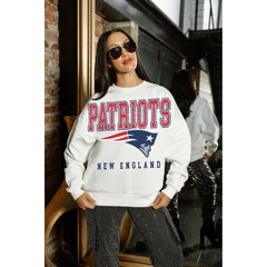 New England Patriots Gameday Couture Women's Sunday Drives Oversized Crewneck Pullover Sweatshirt – White online