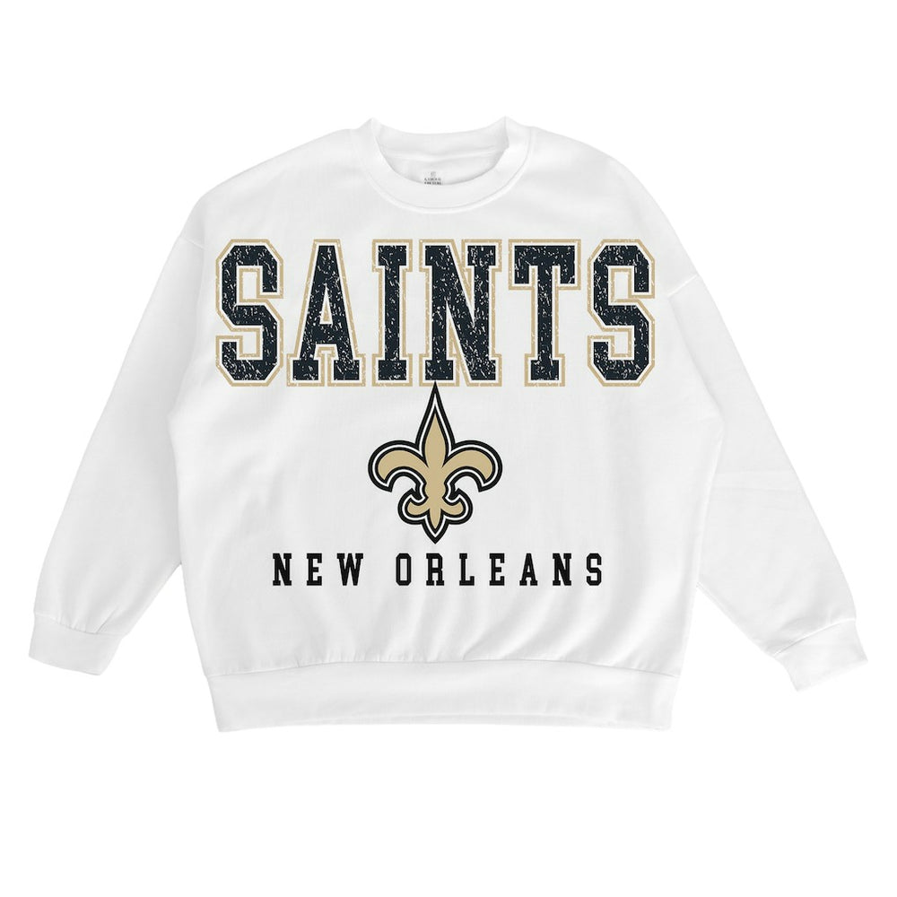 New Orleans Saints Gameday Couture Women's Sunday Drives Oversized Crewneck Pullover Sweatshirt – White cheap