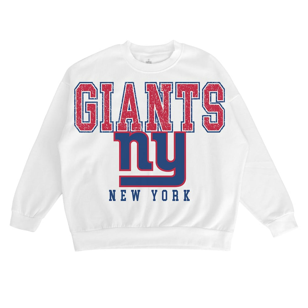 New York Giants Gameday Couture Women's Sunday Drives Oversized Crewneck Pullover Sweatshirt – White discount