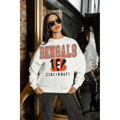 Cincinnati Bengals Gameday Couture Women's Sunday Drives Oversized Crewneck Pullover Sweatshirt – White discount