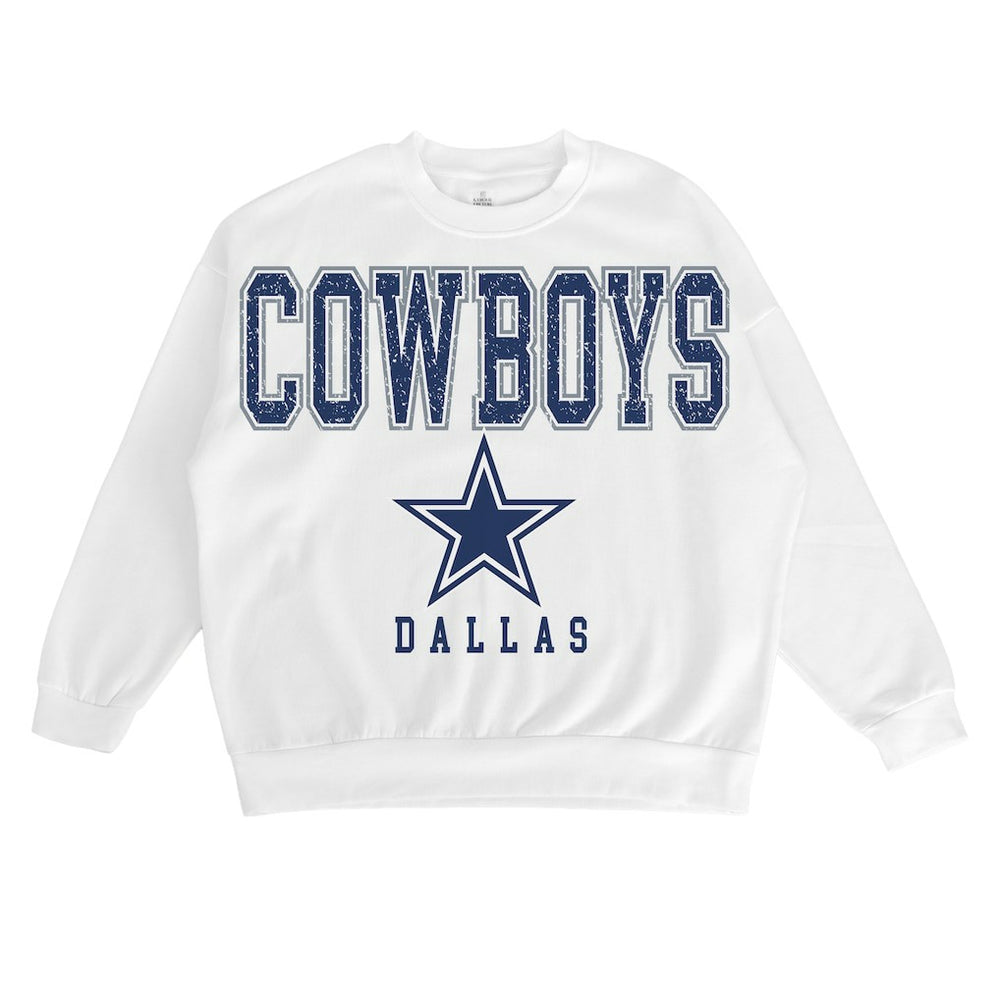 Dallas Cowboys Gameday Couture Women's Sunday Drives Oversized Crewneck Pullover Sweatshirt – White outlet