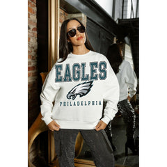 Philadelphia Eagles Gameday Couture Women's Sunday Drives Oversized Crewneck Pullover Sweatshirt – White on sale