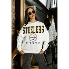 Pittsburgh Steelers Gameday Couture Women's Sunday Drives Oversized Crewneck Pullover Sweatshirt – White online