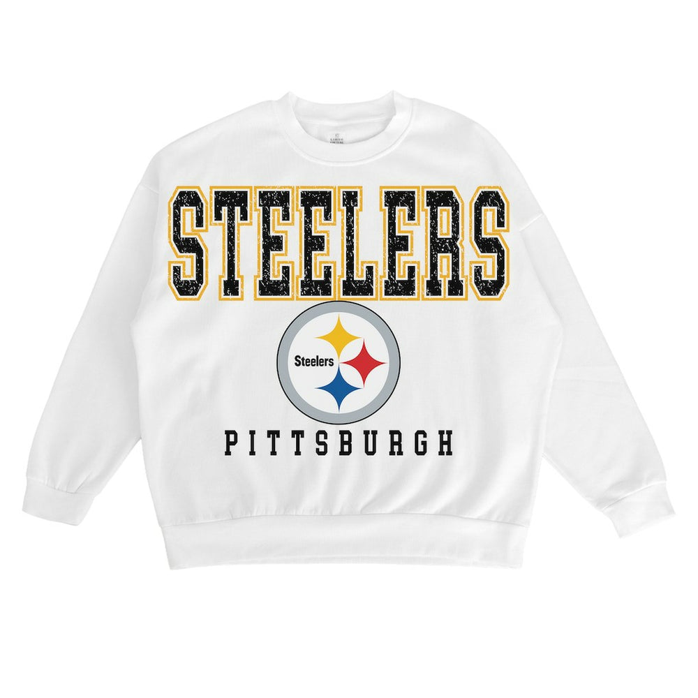 Pittsburgh Steelers Gameday Couture Women's Sunday Drives Oversized Crewneck Pullover Sweatshirt – White online