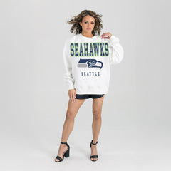 Seattle Seahawks Gameday Couture Women's Sunday Drives Oversized Crewneck Pullover Sweatshirt – White online