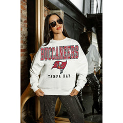 Tampa Bay Buccaneers Gameday Couture Women's Sunday Drives Oversized Crewneck Pullover Sweatshirt – White outlet