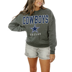 Dallas Cowboys Gameday Couture Women's Oversized Bring The Energy Pullover Sweatshirt – Charcoal for sale