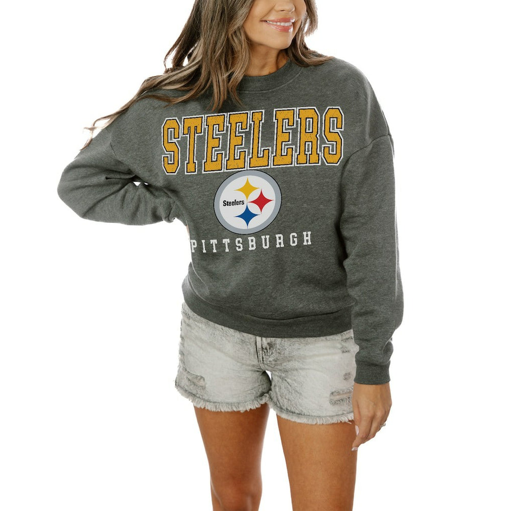 Pittsburgh Steelers Gameday Couture Women's Oversized Bring The Energy Pullover Sweatshirt – Charcoal outlet