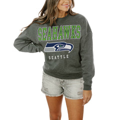 Seattle Seahawks Gameday Couture Women's Oversized Bring The Energy Pullover Sweatshirt – Charcoal online