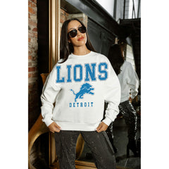 Detroit Lions Gameday Couture Women's Sunday Drives Oversized Crewneck Pullover Sweatshirt – White discount