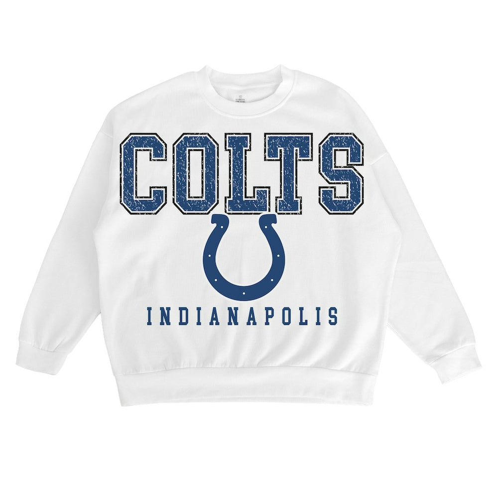 Indianapolis Colts Gameday Couture Women's Sunday Drives Oversized Crewneck Pullover Sweatshirt – White outlet