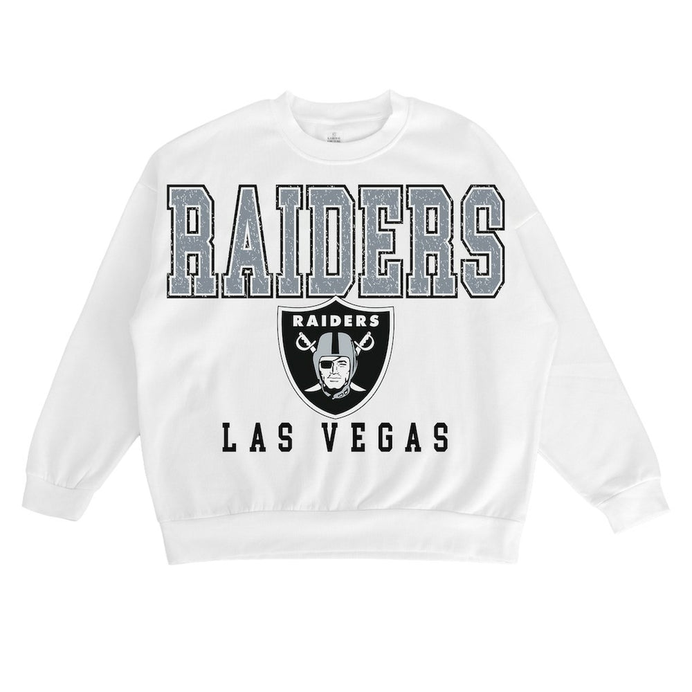 Las Vegas Raiders Gameday Couture Women's Sunday Drives Oversized Crewneck Pullover Sweatshirt – White sale