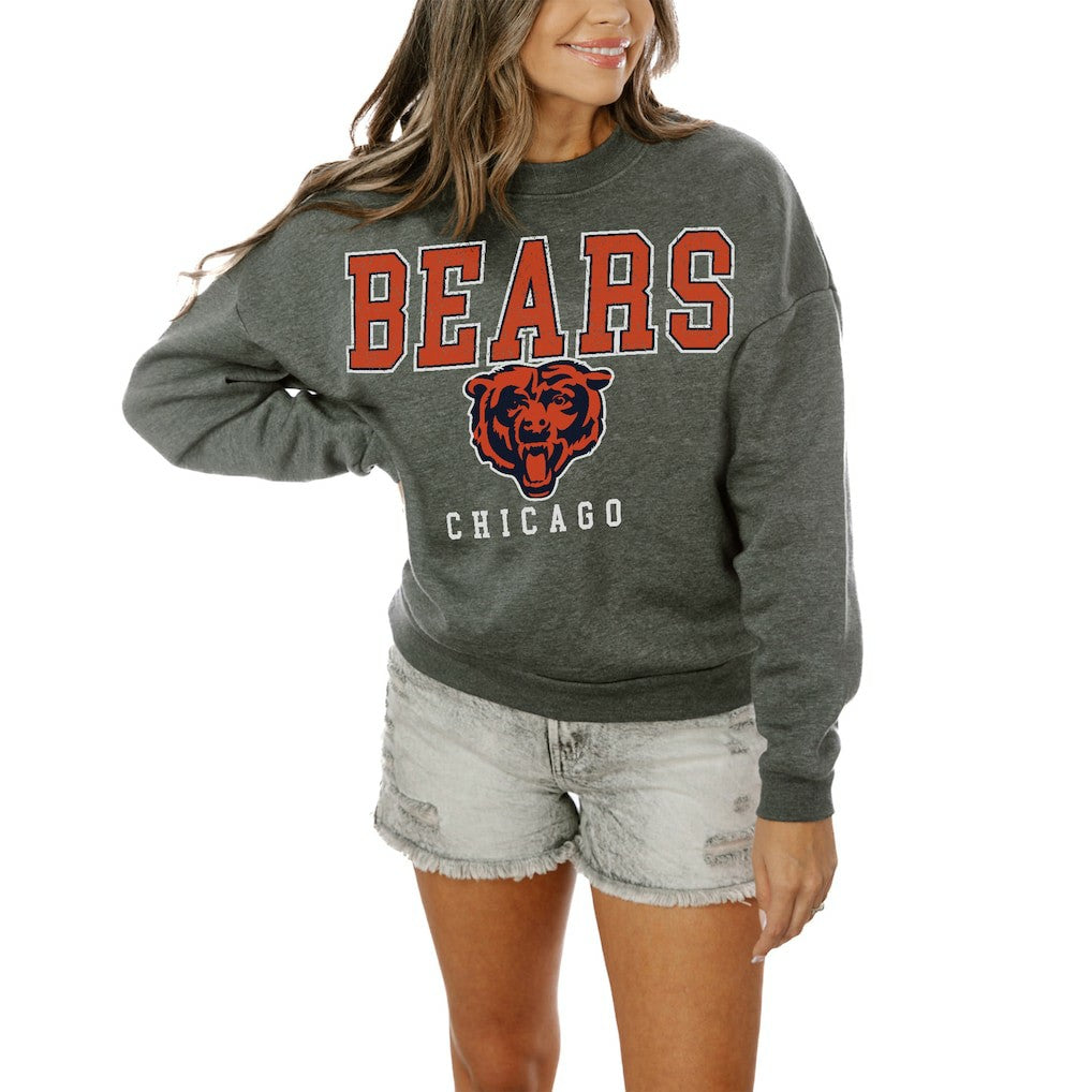 Chicago Bears Gameday Couture Women's Oversized Bring The Energy Pullover Sweatshirt – Charcoal sale