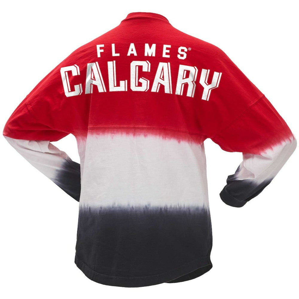 Calgary Flames Fanatics Women's Ombre Long Sleeve T-Shirt - Red/Black T-shirts