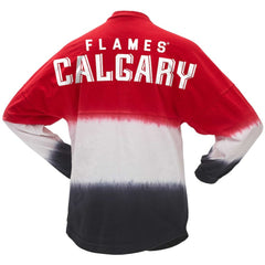 Calgary Flames Fanatics Women's Ombre Long Sleeve T-Shirt - Red/Black T-shirts
