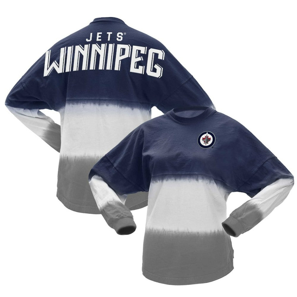 Winnipeg Jets Fanatics Women's Ombre Long Sleeve T-Shirt - Blue/Gray T-shirts