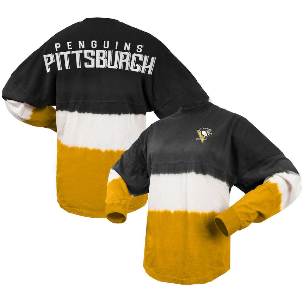 Pittsburgh Penguins Fanatics Women's Ombre Long Sleeve T-Shirt - Black/Gold T-shirts