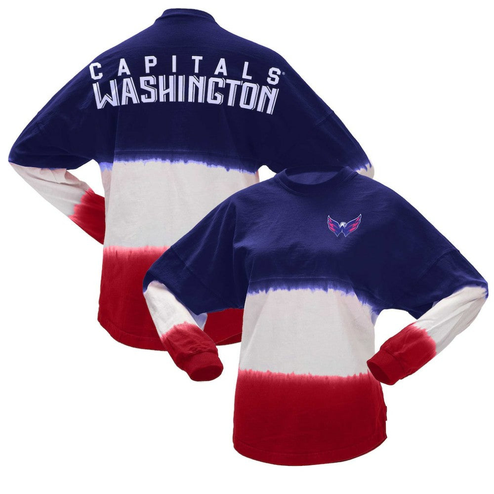 Washington Capitals Fanatics Women's Ombre Long Sleeve T-Shirt - Navy/Red T-shirts