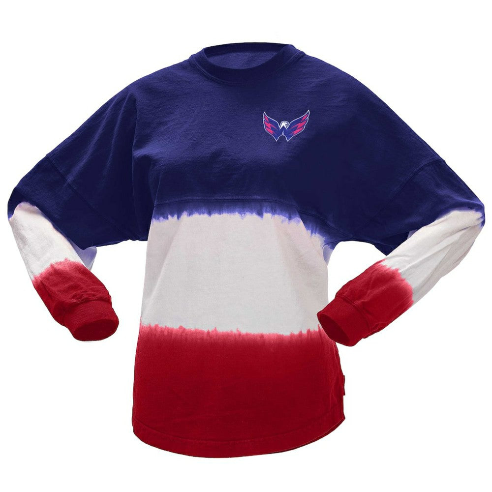 Washington Capitals Fanatics Women's Ombre Long Sleeve T-Shirt - Navy/Red T-shirts